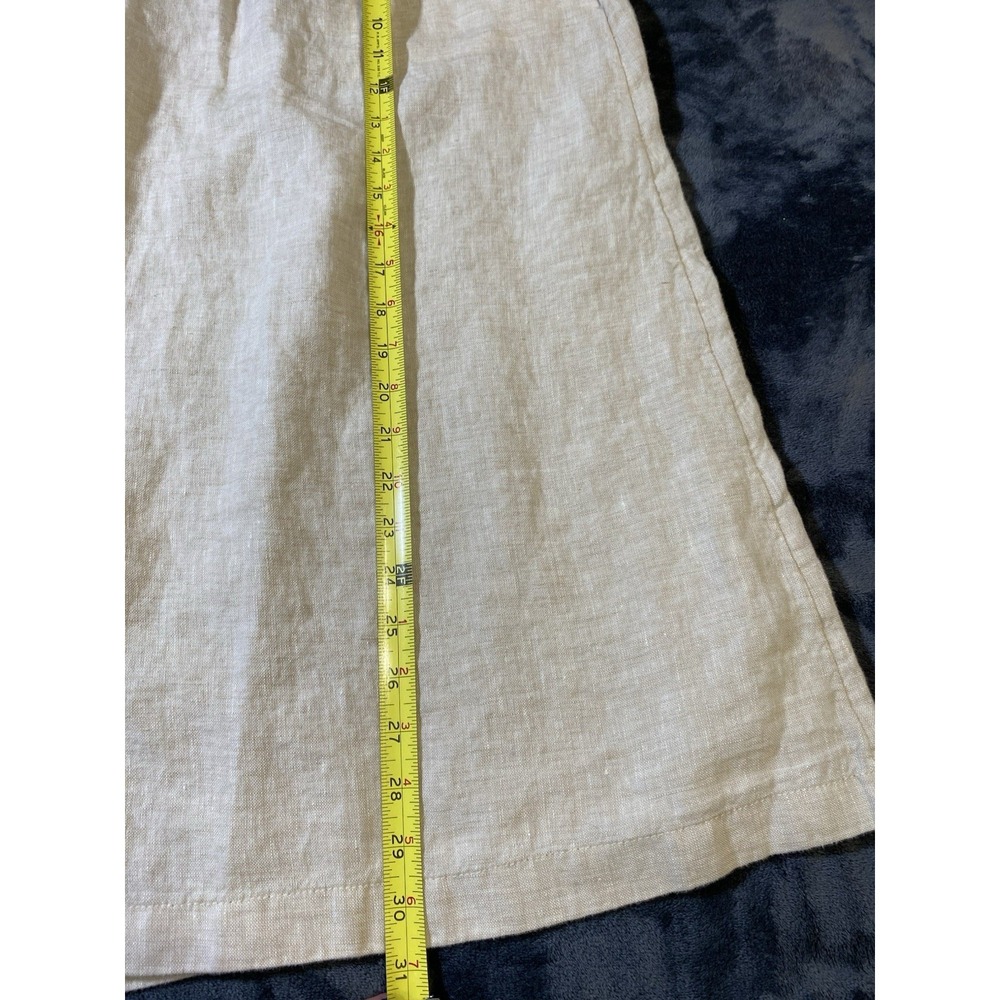 Lands' End Womens 18W Button Front Linen Midi Skirt Beige Cream Pockets Plus - Picture 6 of 10